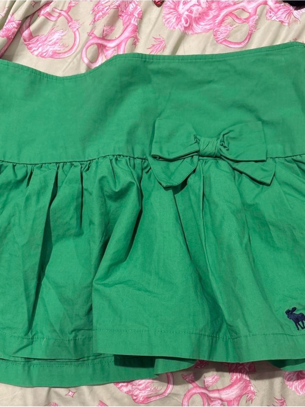 Abercrombie & Fitch Bright Green Bow-Accent Skater Skirt